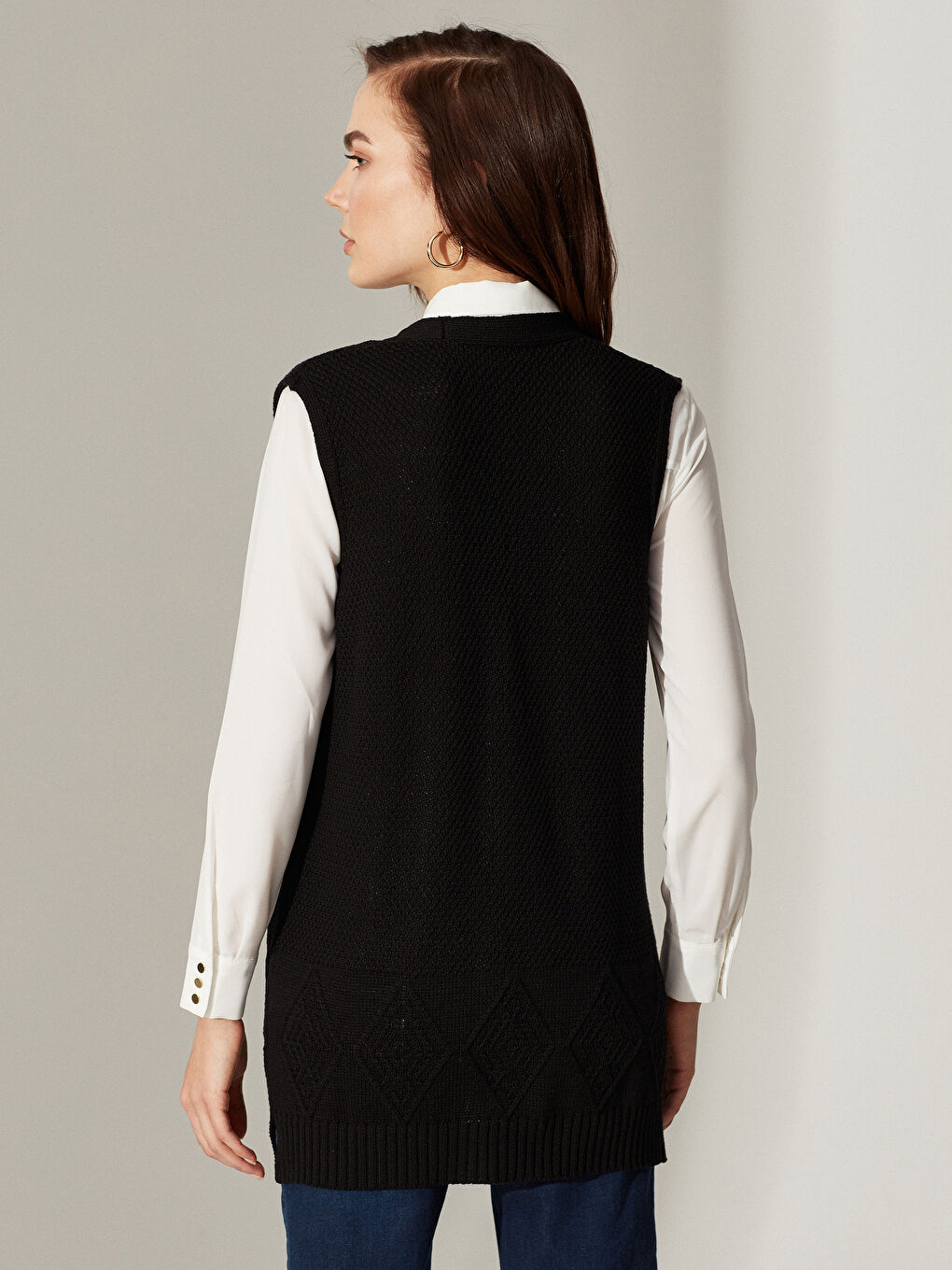 LCW Grace V-Neck Patterned Women's Waistcoat -0SM525Z8-CVL