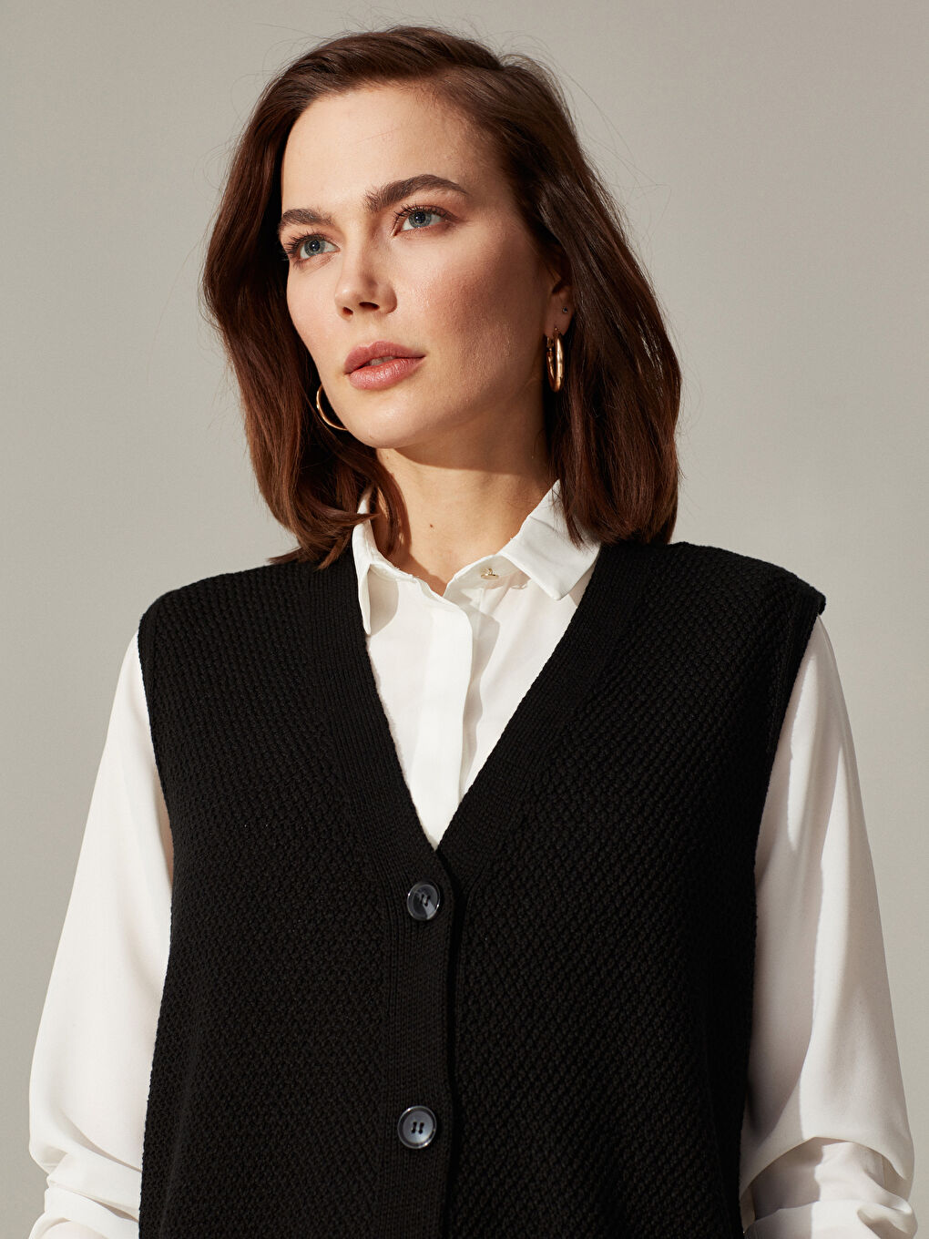 LCW Grace V-Neck Patterned Women's Waistcoat -0SM525Z8-CVL