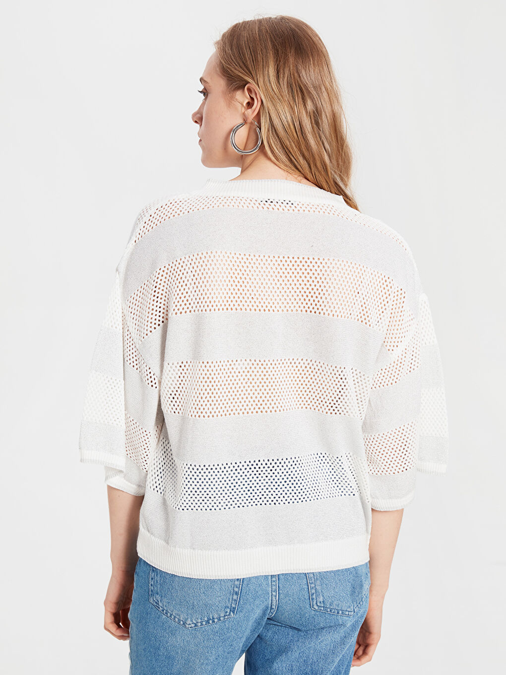 Gri V Yaka Kadın Kazak-3