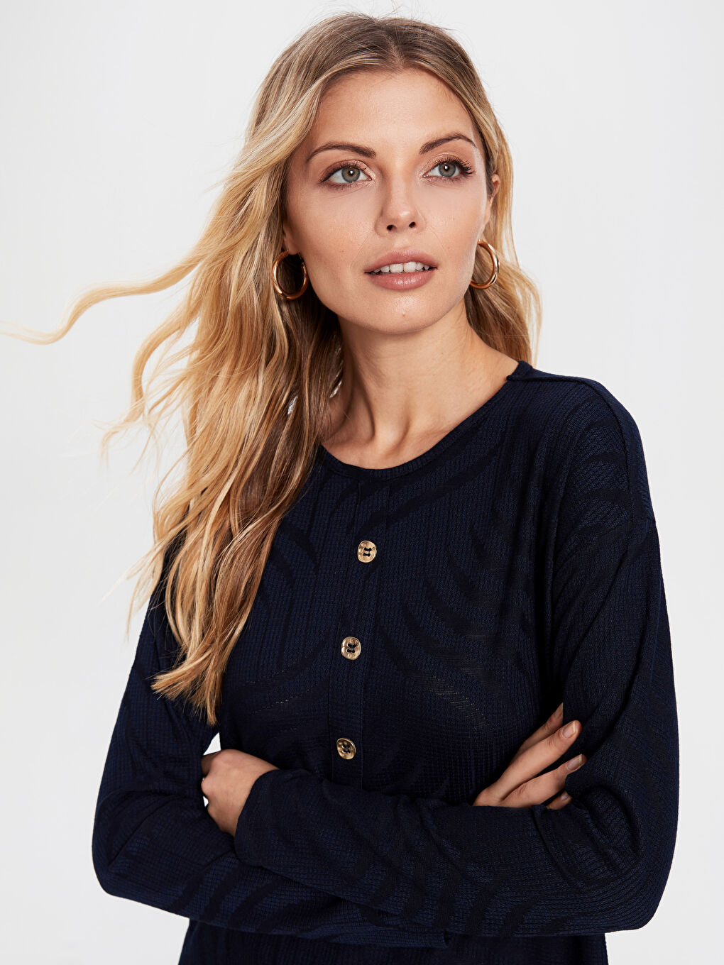 LCWAIKIKI Classic Woman NAVY Tunic -0SM606Z8-MLC