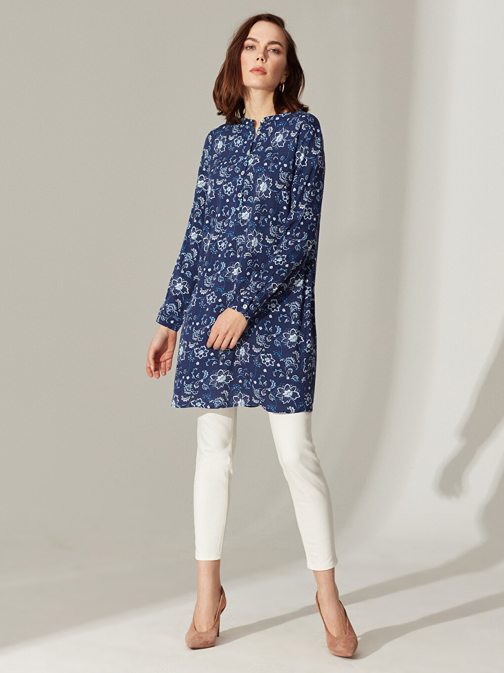 Grandad Collar Long Sleeve Women's Tunic-3