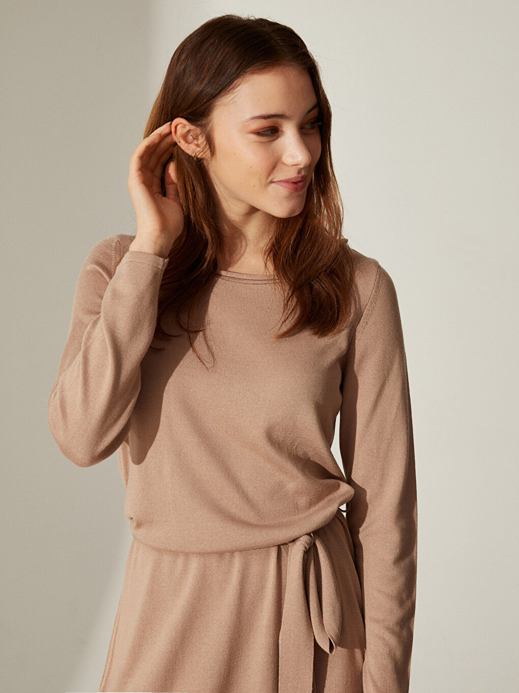 Платье с длинным рукавом и вырезом лодочкой для женщин-3