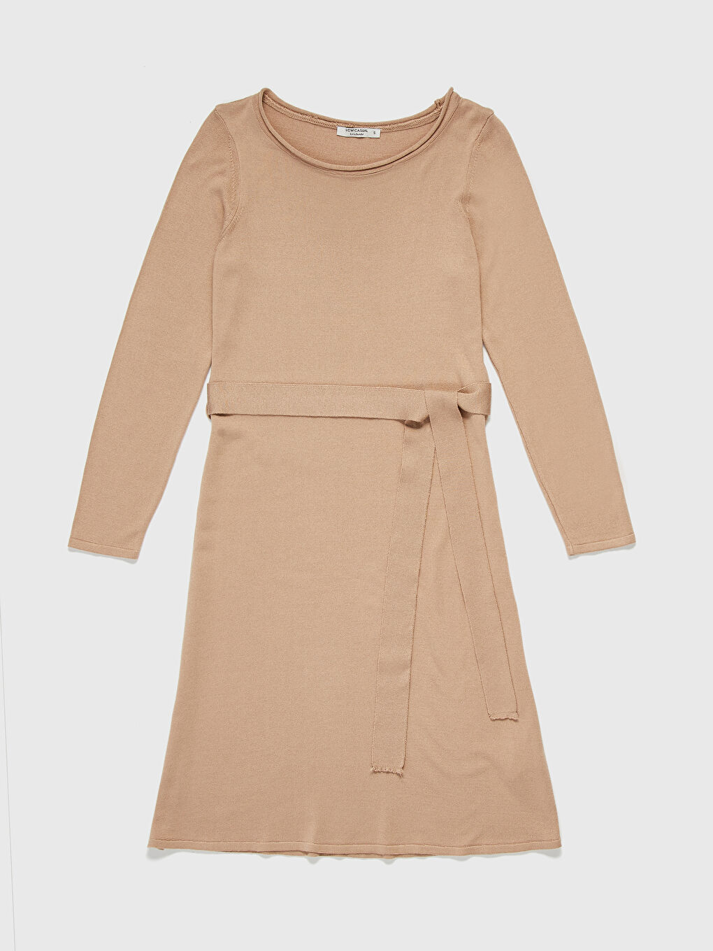 Платье с длинным рукавом и вырезом лодочкой для женщин-1