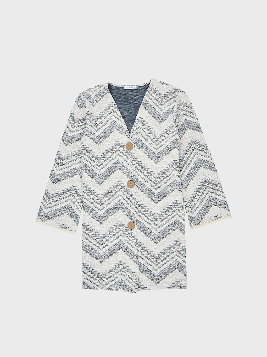 Karışık Bisiklet Yaka Uzun Kollu Kadın Hırka-1