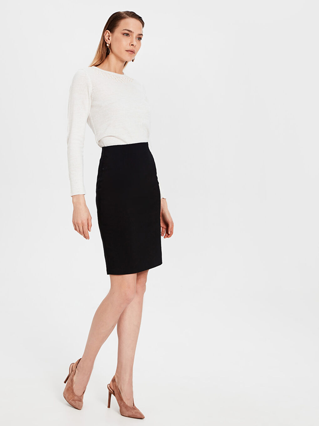 Siyah Dar Fit Kadın Etek