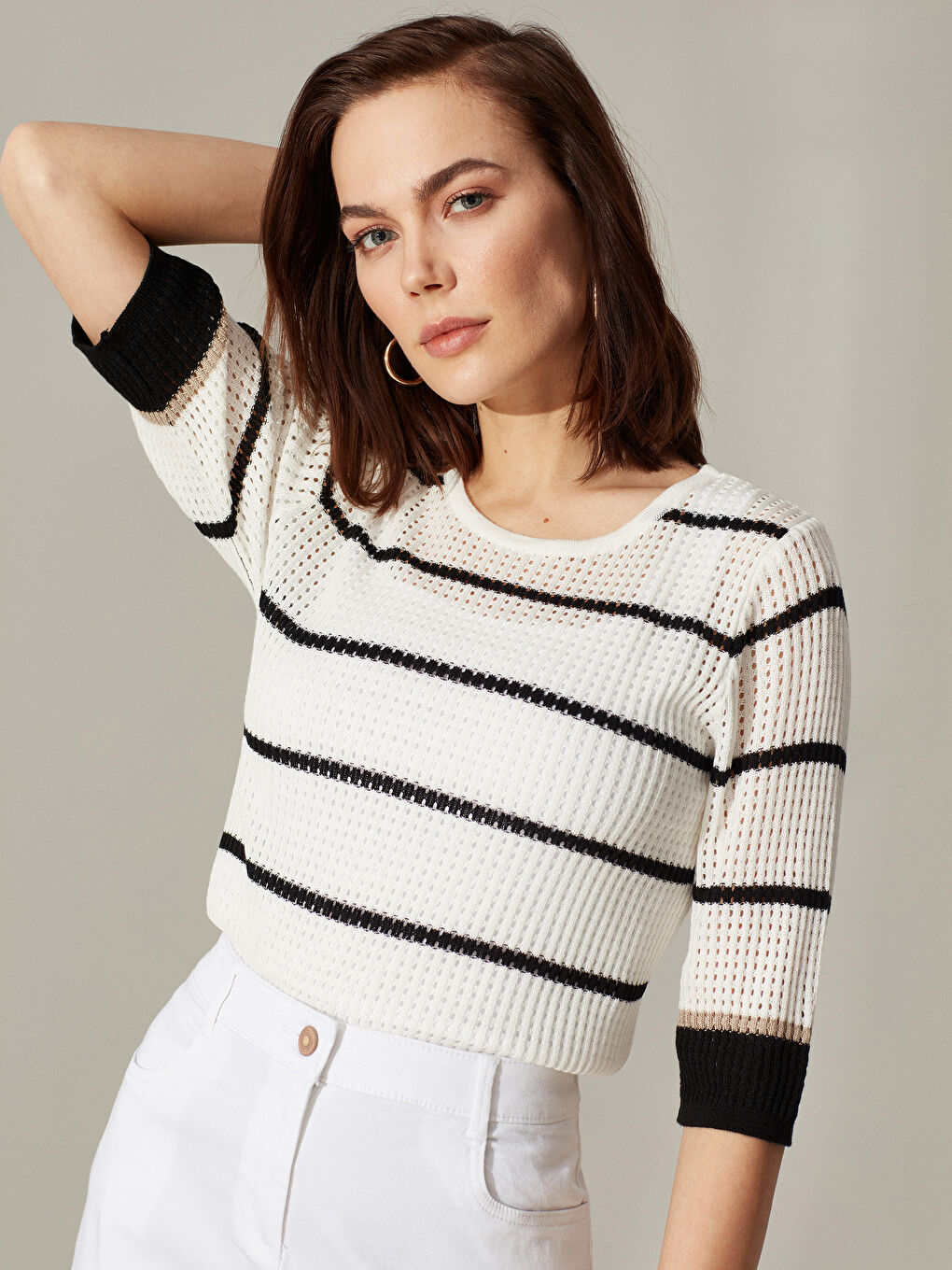 بلوفر ياقة دائرية للسيدات-3