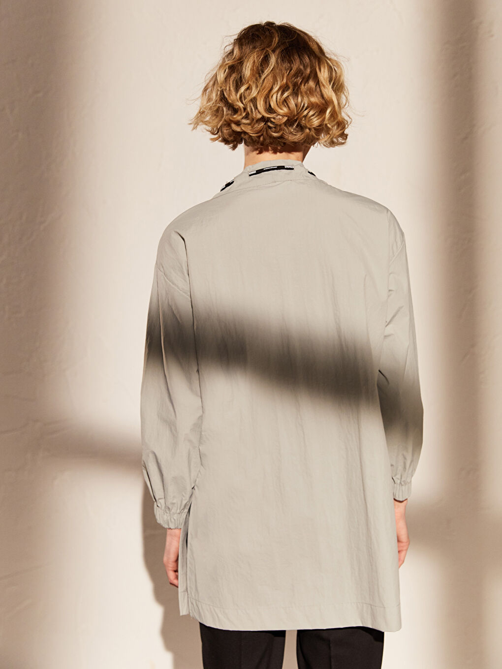 Yeşil Dik Yaka Uzun Kollu Oversize Kadın Tunik-3