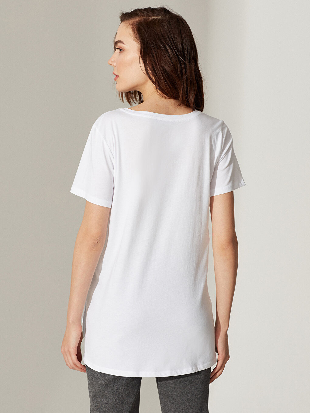 Beyaz Hamile Pamuklu Tişört-5