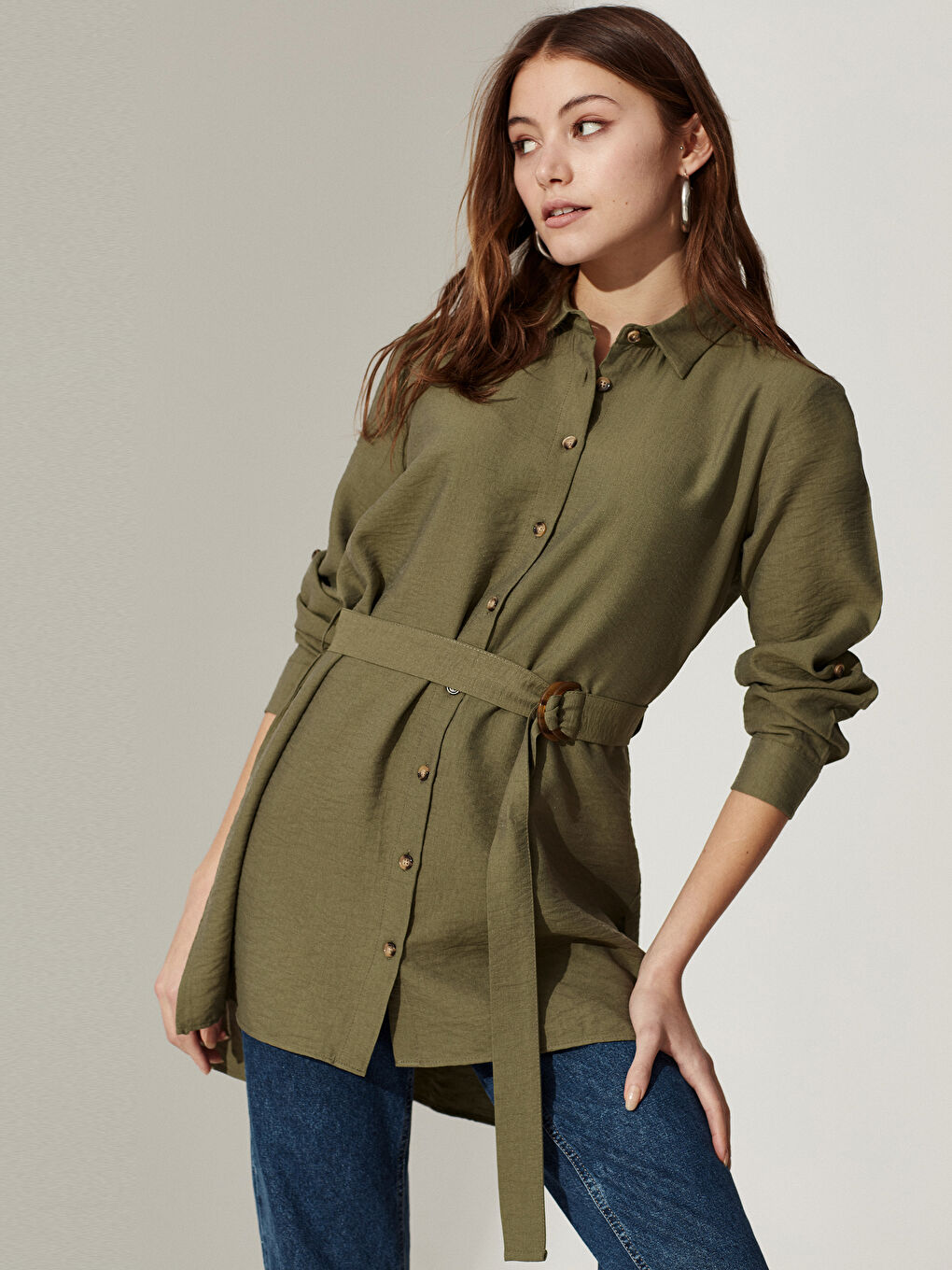 Long Sleeve Poplin Women's Tunic-1