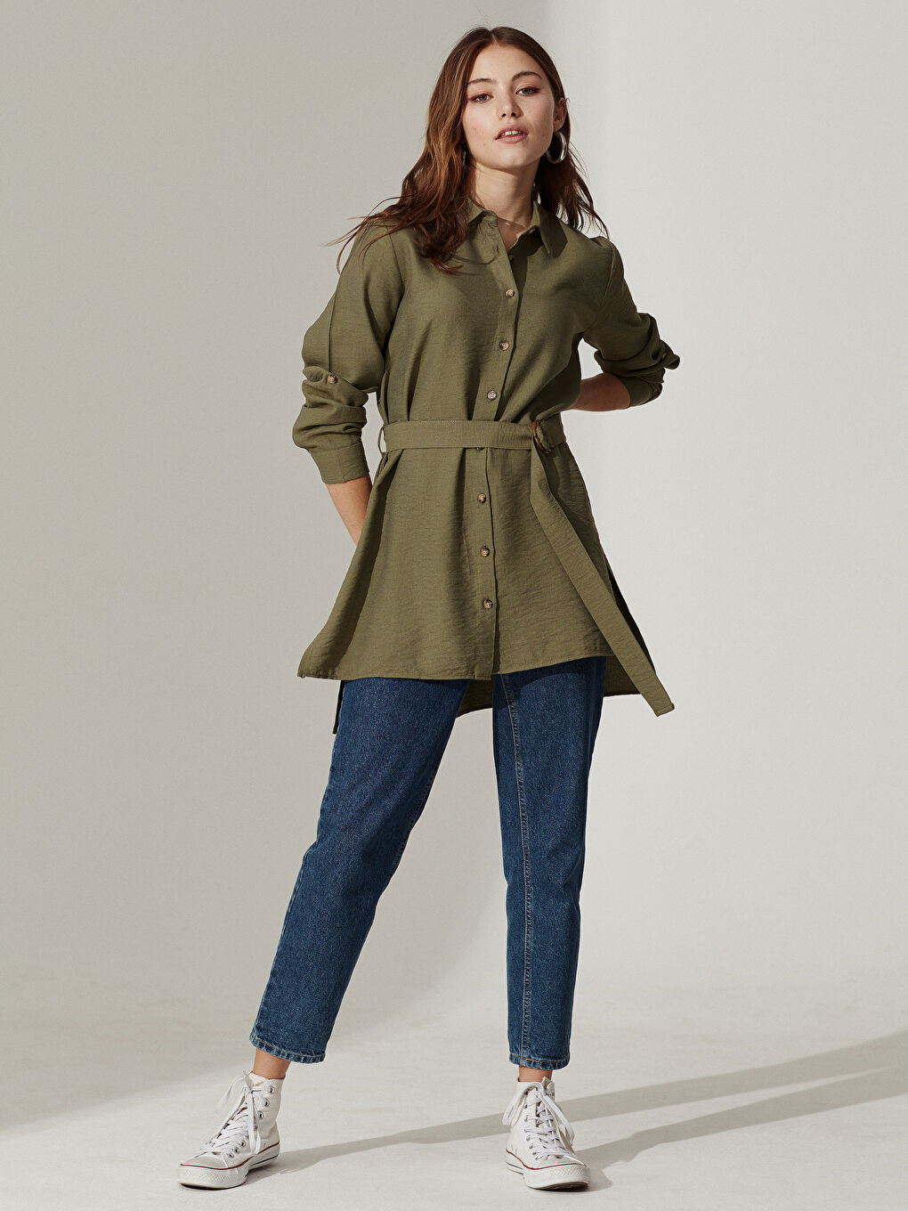 Long Sleeve Poplin Women's Tunic-2