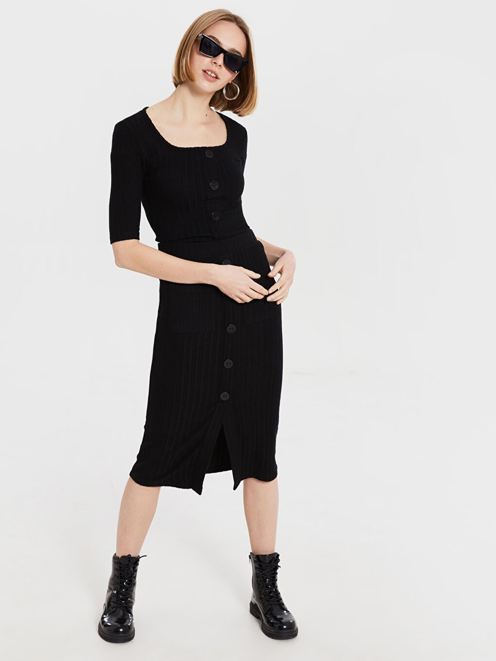 Siyah Uzun Kollu Kadın Crop-1