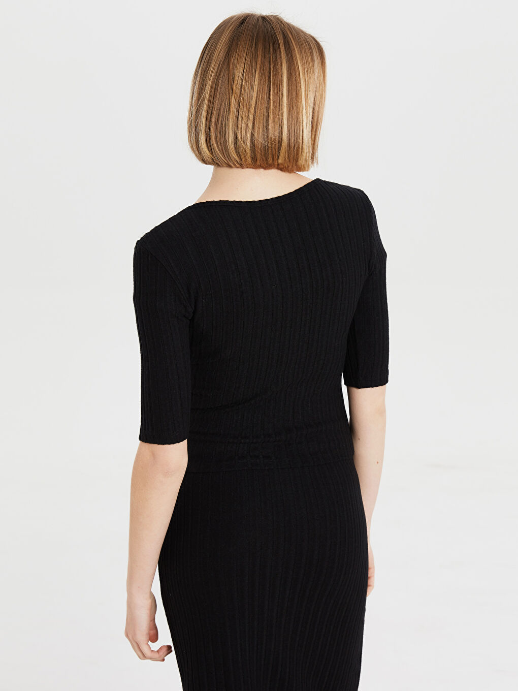 Siyah Uzun Kollu Kadın Crop-2