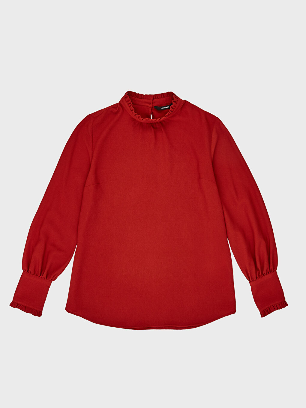 Turuncu Uzun Kollu Krep Kadın Bluz-1