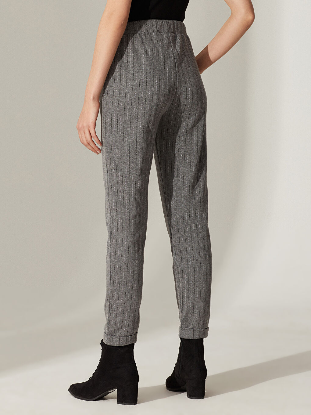 Elastic Waist Striped Women's Trousers-3