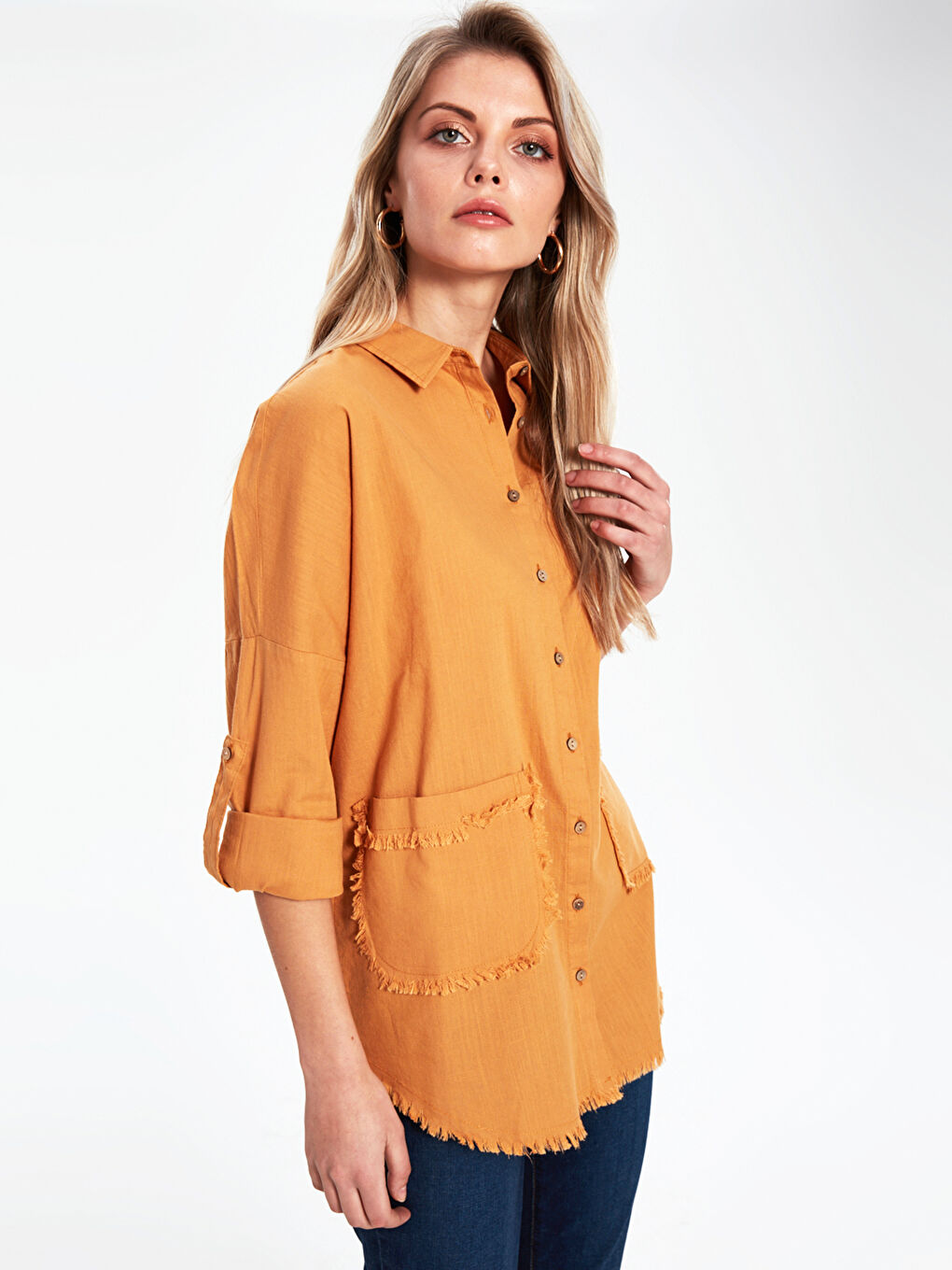 Sarı Uzun Kollu Kadın Gömlek