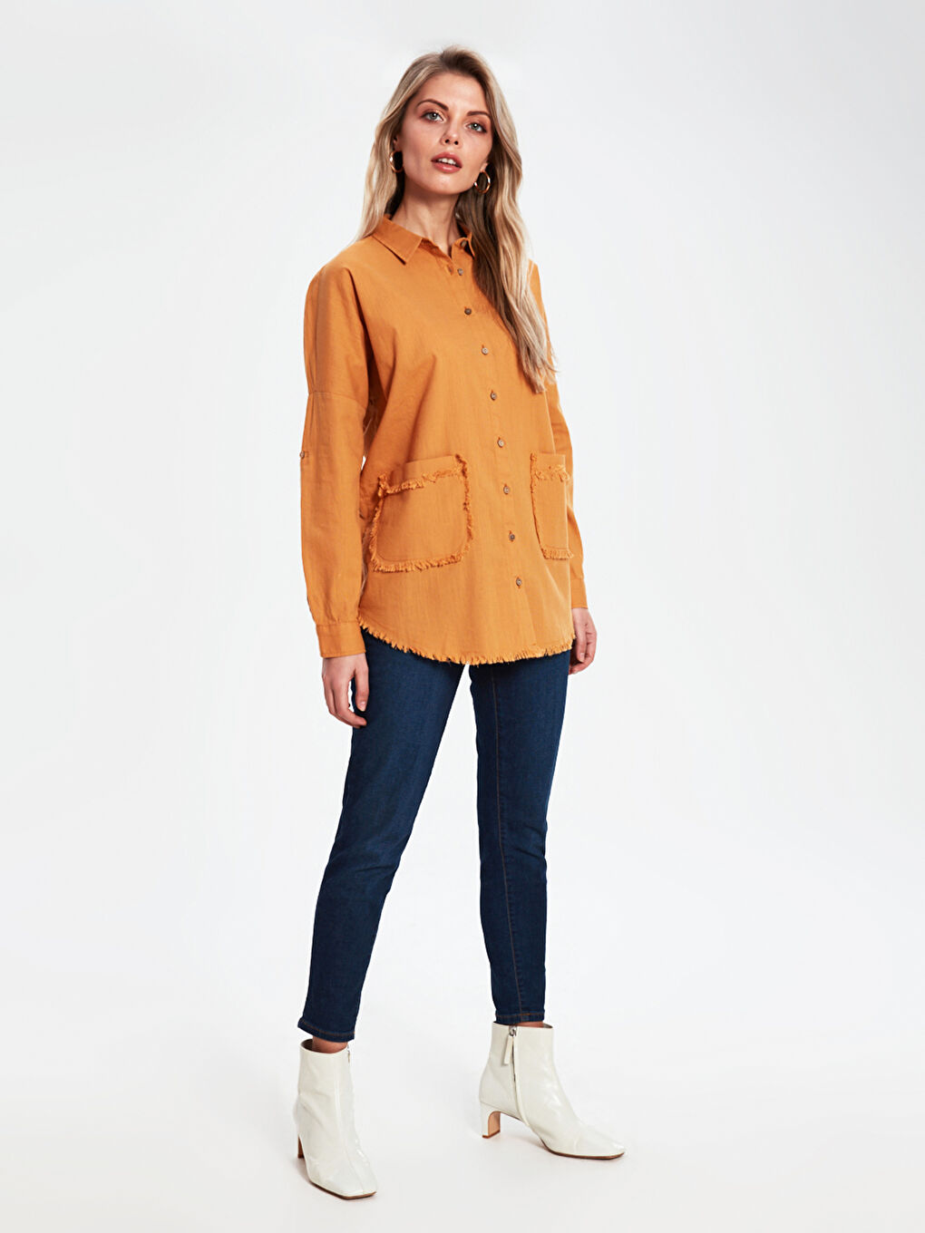 Sarı Uzun Kollu Kadın Gömlek-3