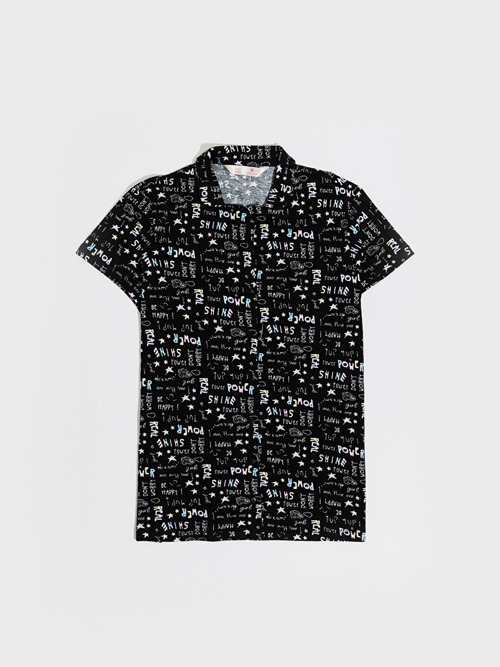 Піжамний комплект для жінок з відкладним коміром і коротким рукавом-4