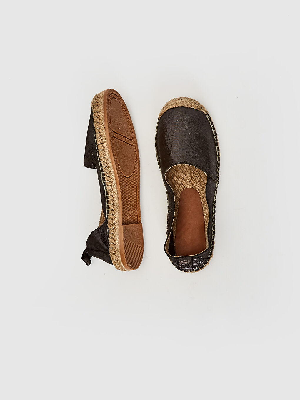 Siyah Kadın Hakiki Deri Espadril Ayakkabı-1