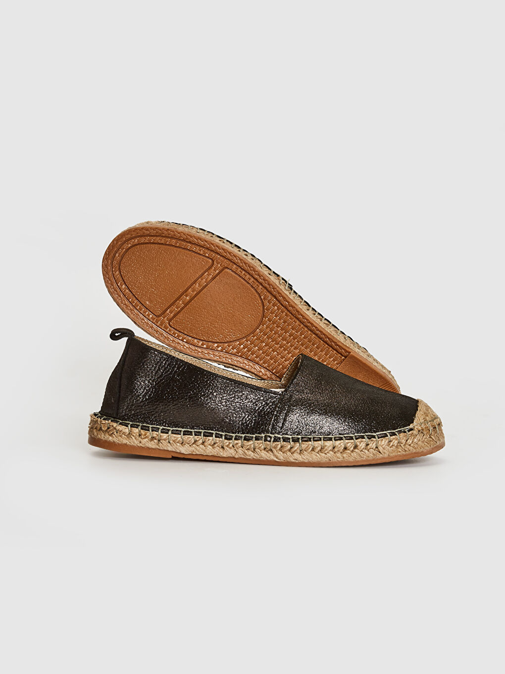 Siyah Kadın Hakiki Deri Espadril Ayakkabı-2