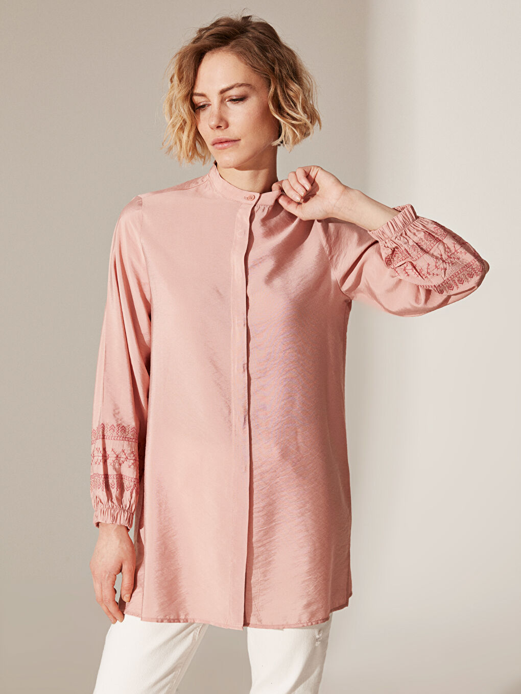 Pembe Uzun Kollu Kadın Tunik