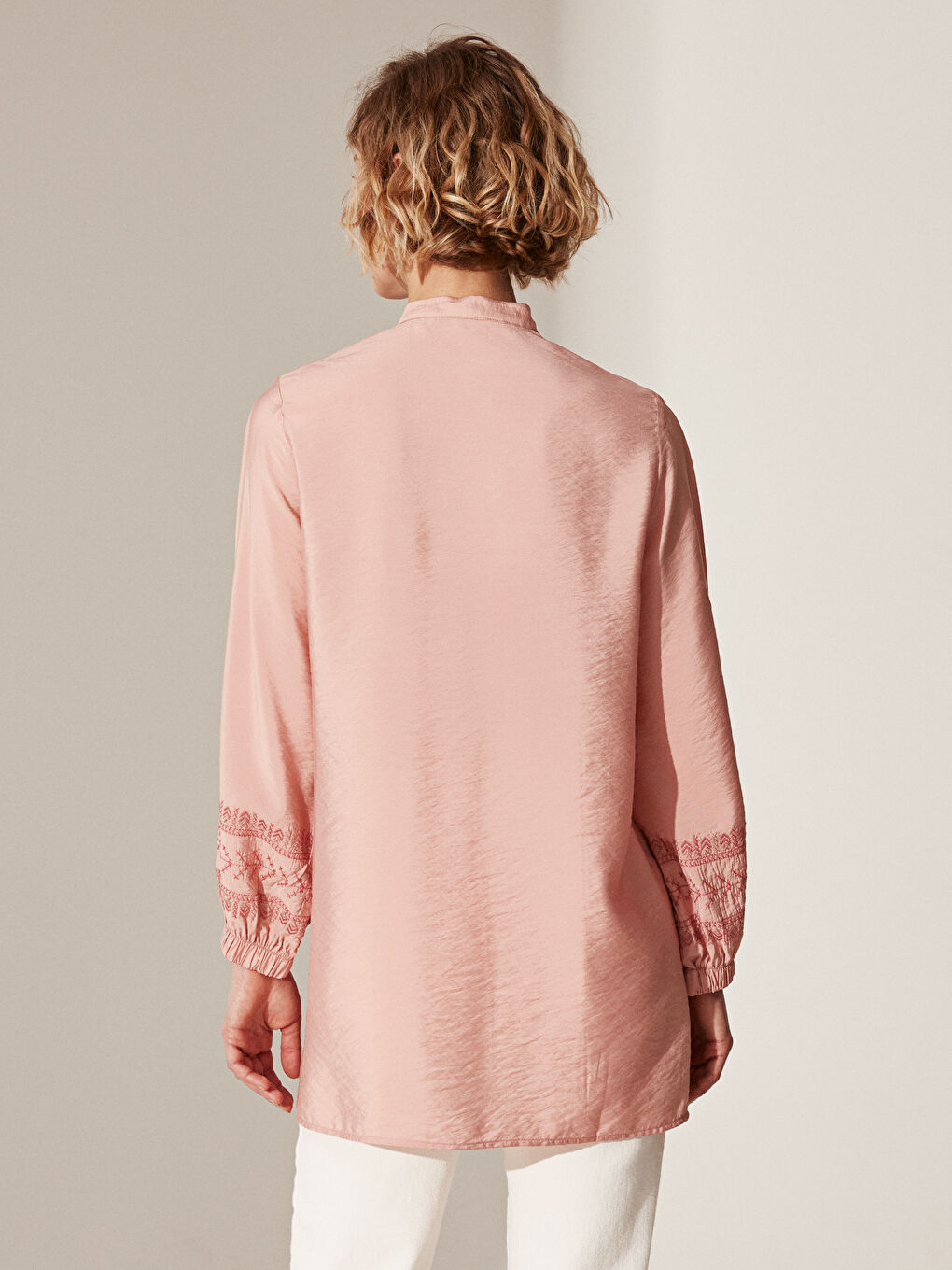 Pembe Uzun Kollu Kadın Tunik-3