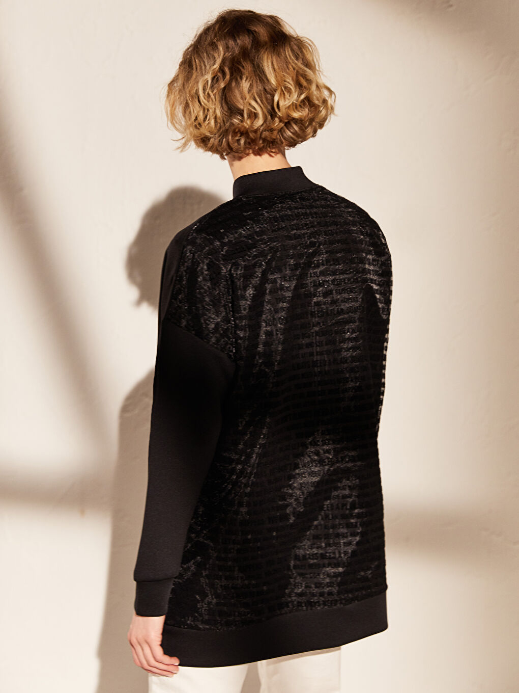 Siyah Sırt Detaylı Fermuarlı Oversize Sweatshirt-5