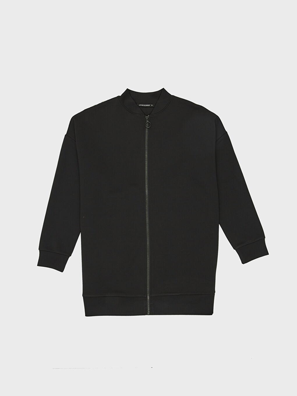 Siyah Sırt Detaylı Fermuarlı Oversize Sweatshirt-1