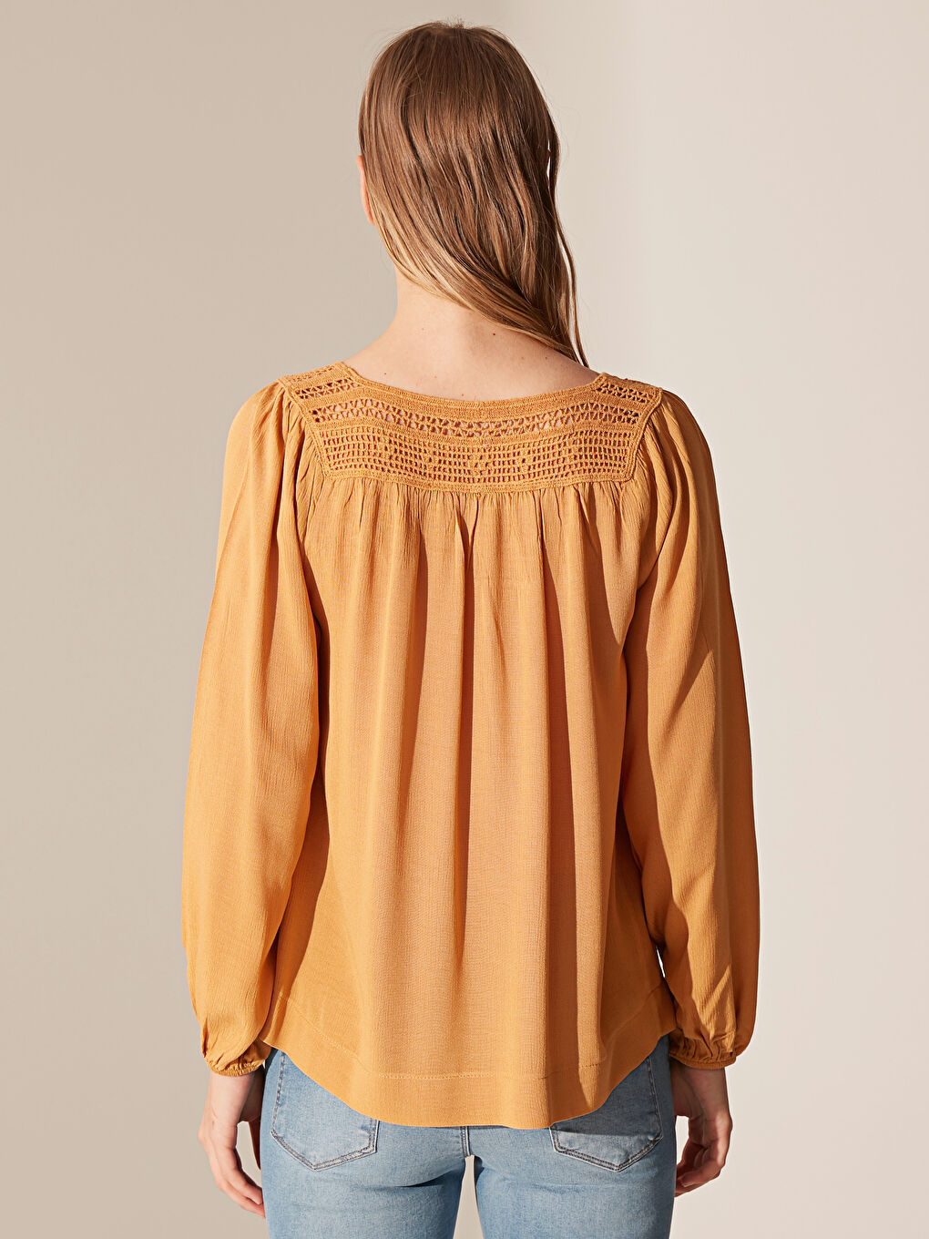 Sarı Uzun Kollu Kadın Bluz-4