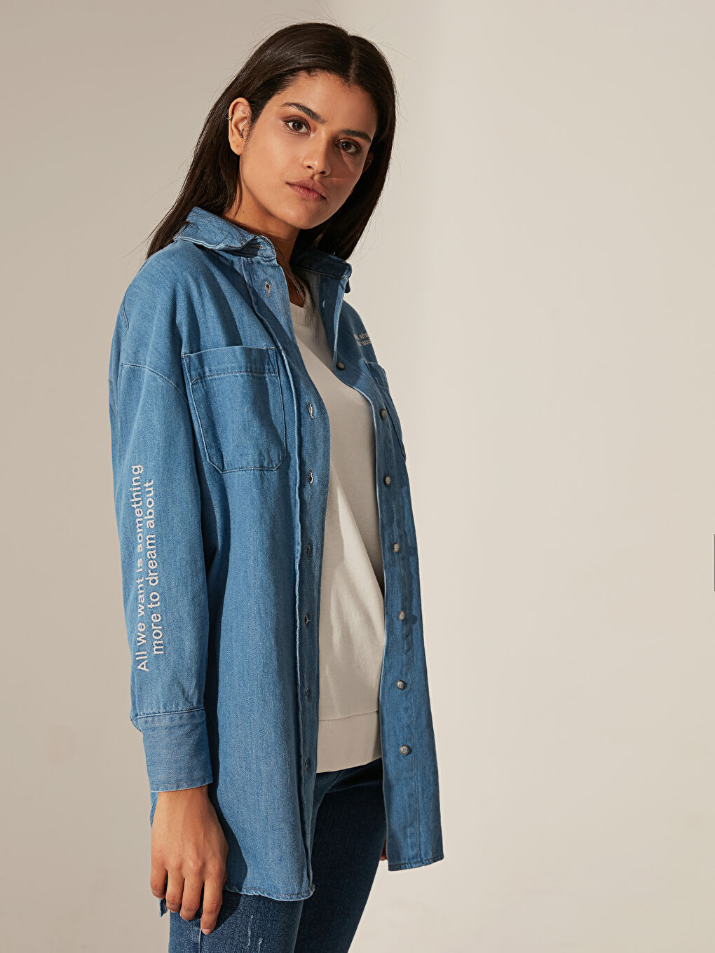Long Sleeve Women's Jean Tunic