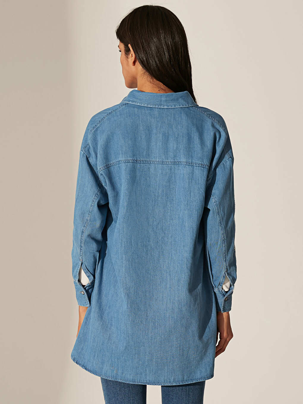 Long Sleeve Women's Jean Tunic-2
