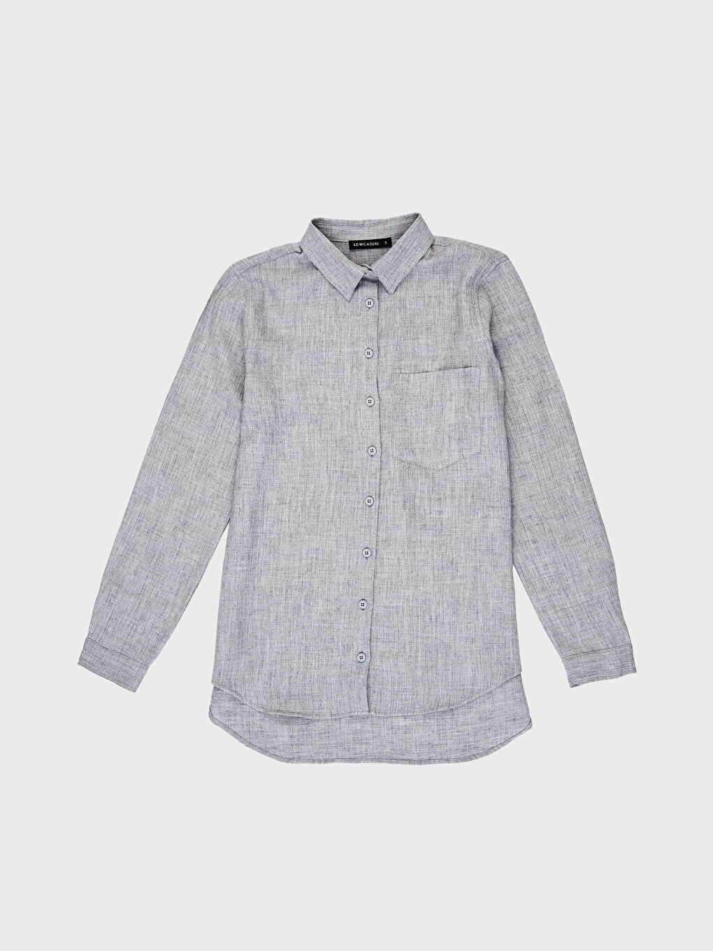 Gri Uzun Kollu Kadın Gömlek-1