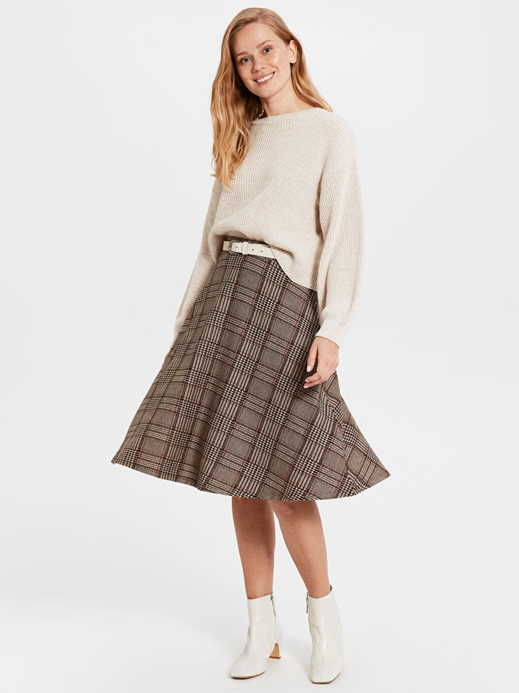 Kahverengi Rahat Kalıp Kadın Etek