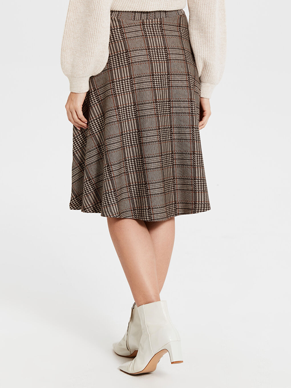 Kahverengi Rahat Kalıp Kadın Etek-2