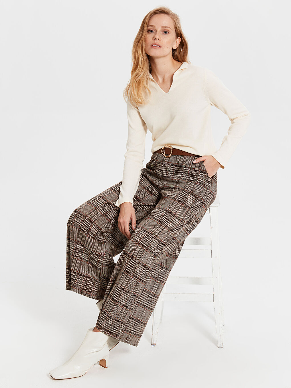 Kahverengi Rahat Kalıp Kadın Pantolon Etek