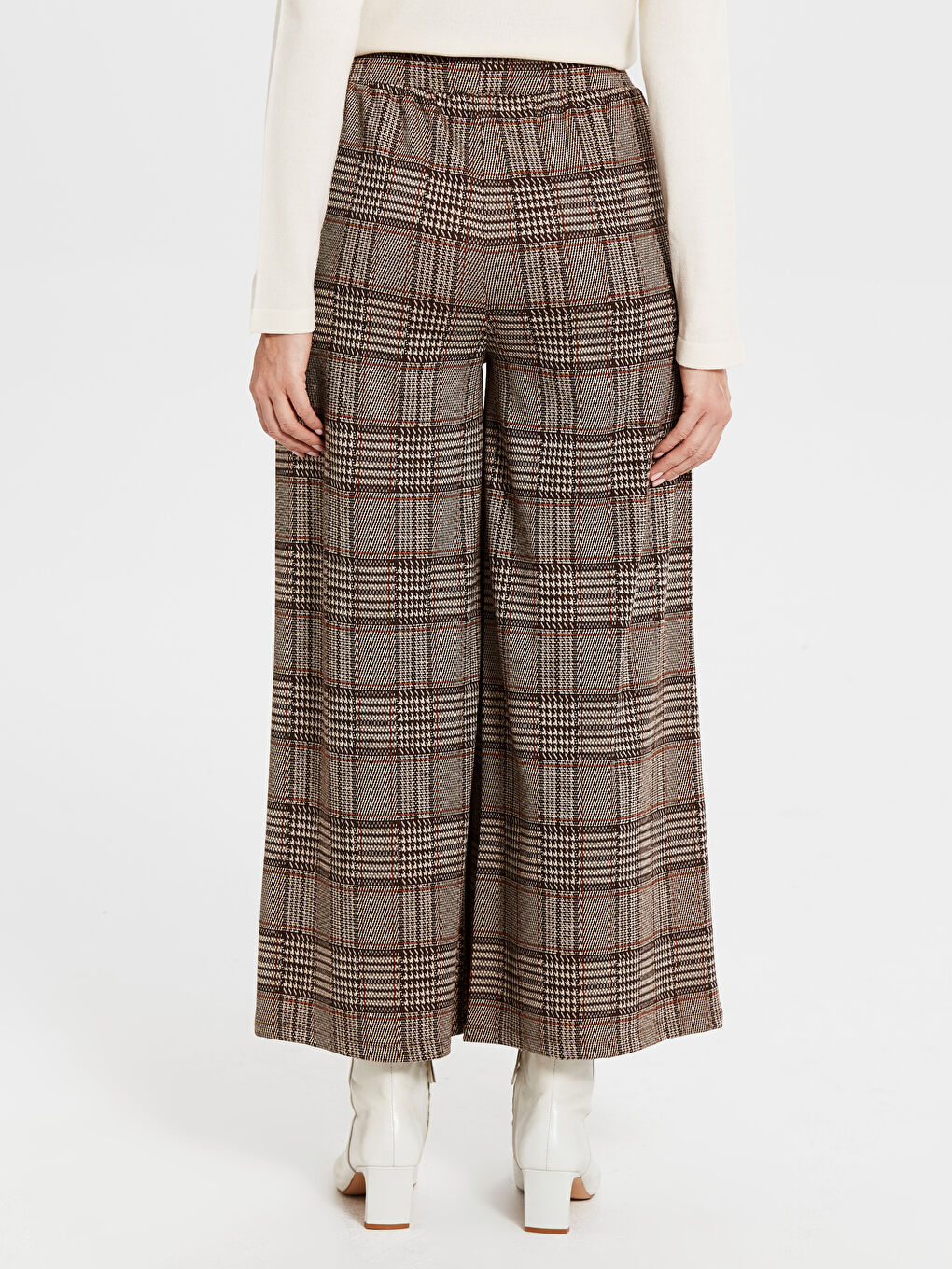 Kahverengi Rahat Kalıp Kadın Pantolon Etek-3