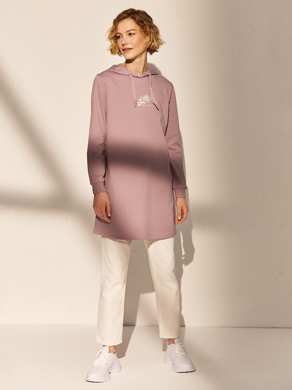 Lila Baskılı Kapüşonlu Sweatshirt-2