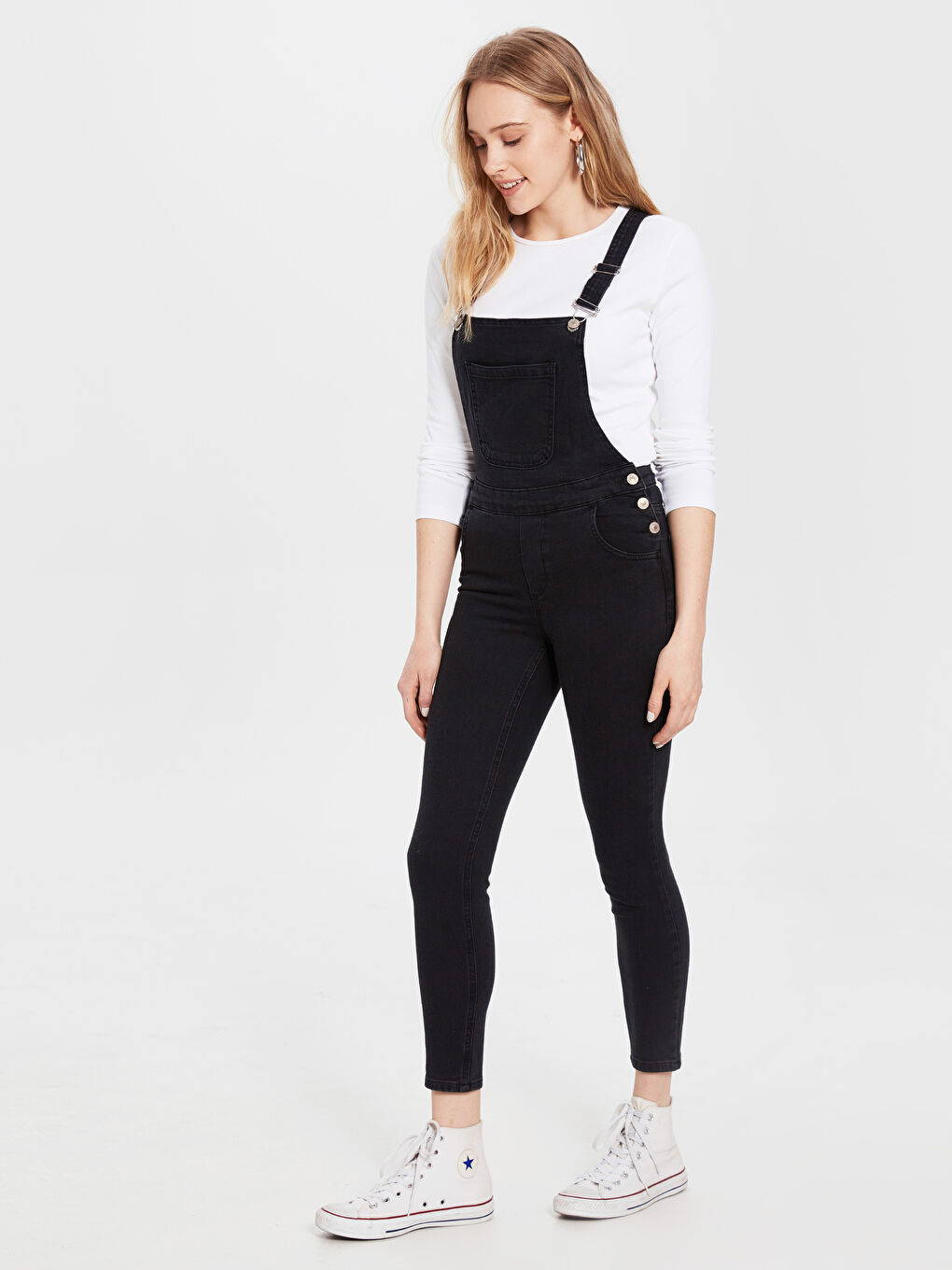 Siyah Salopet Skinny Jean Tulum-3