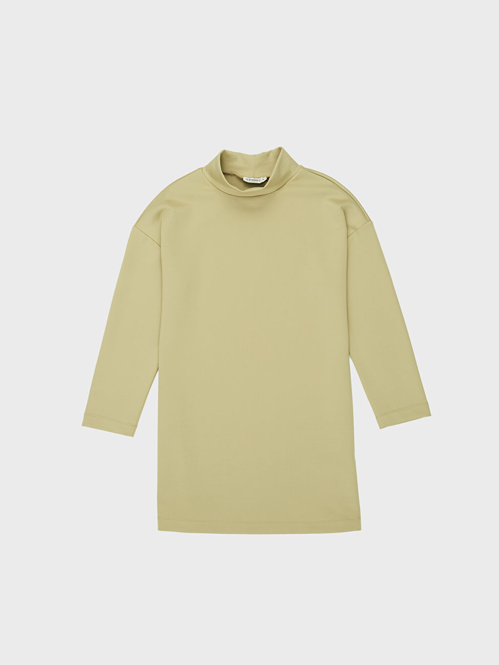 تونيك قماش غطس كم طويل بياقة قمع للسيدات-1