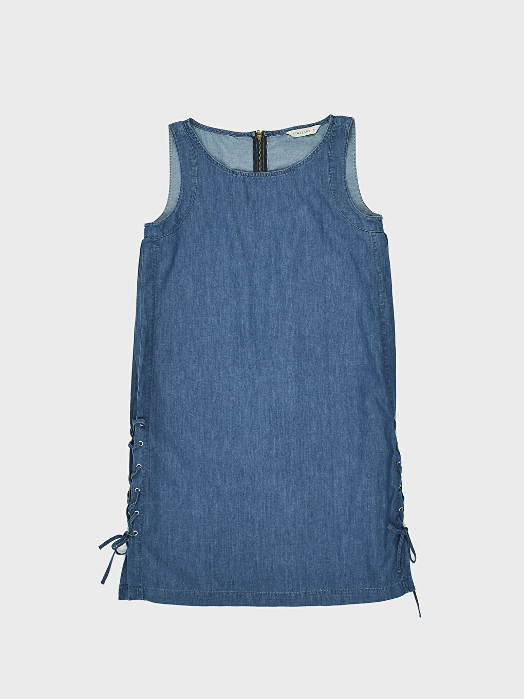 İndigo Kadın Kolsuz Jean Elbise-1