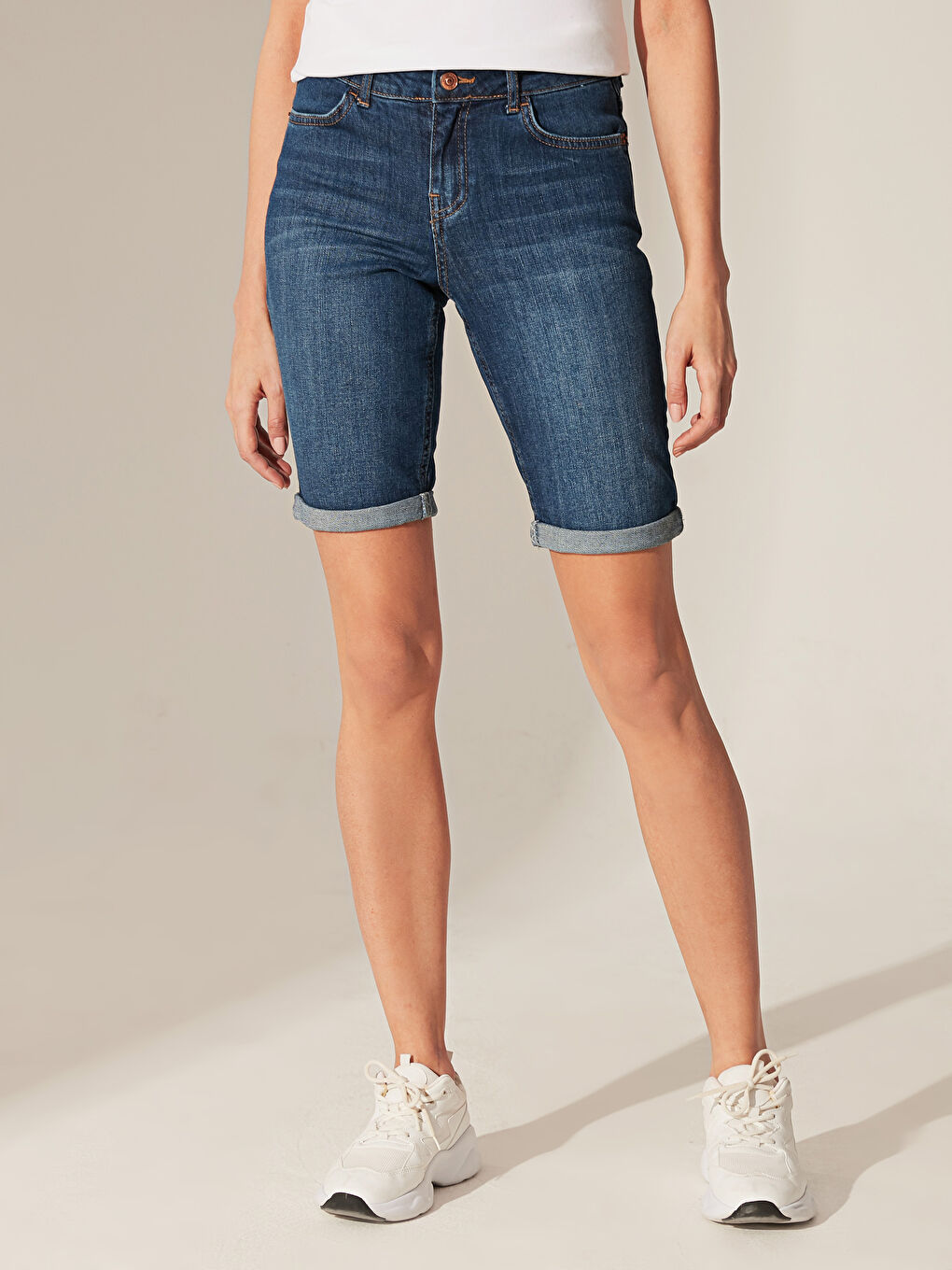 İndigo Kadın Jean Şort-1