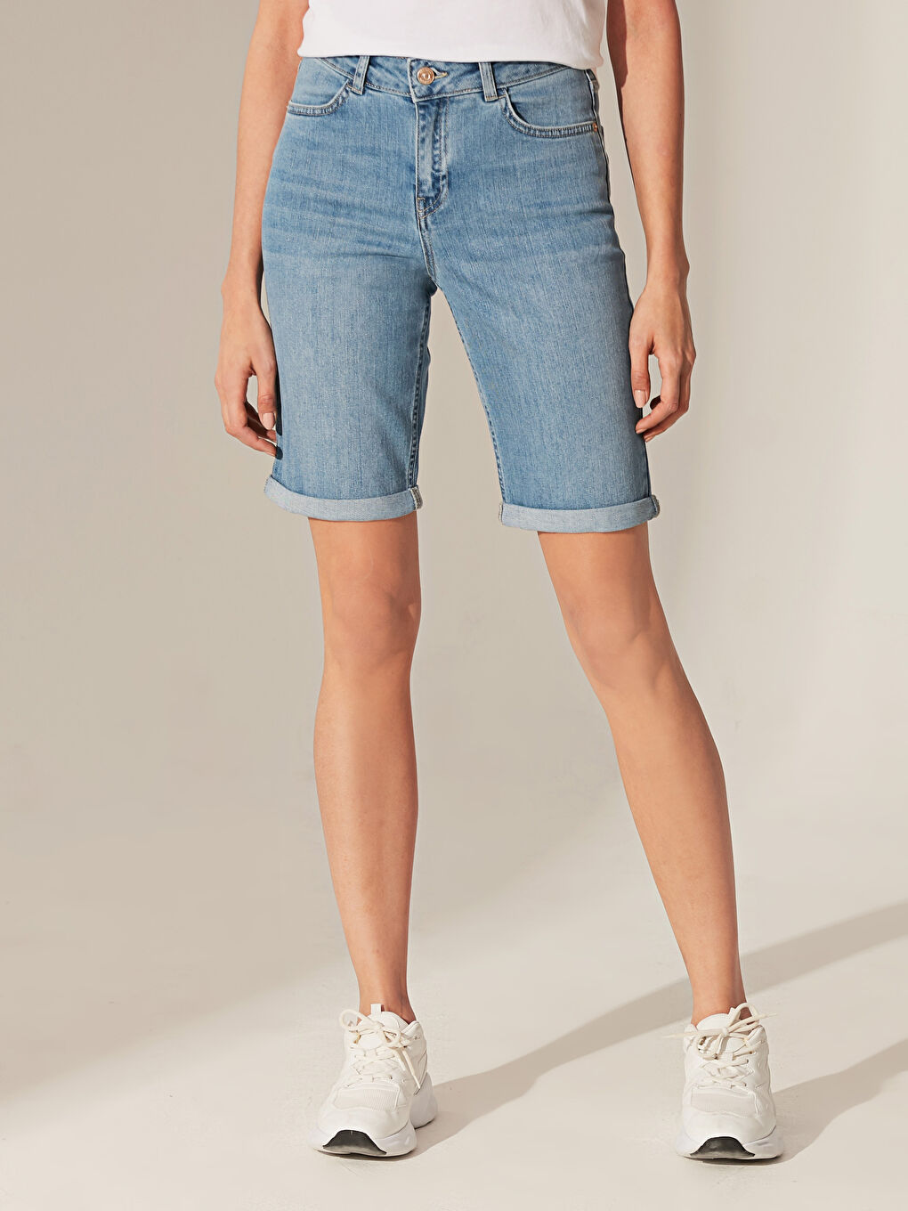 İndigo Kadın Jean Şort-5