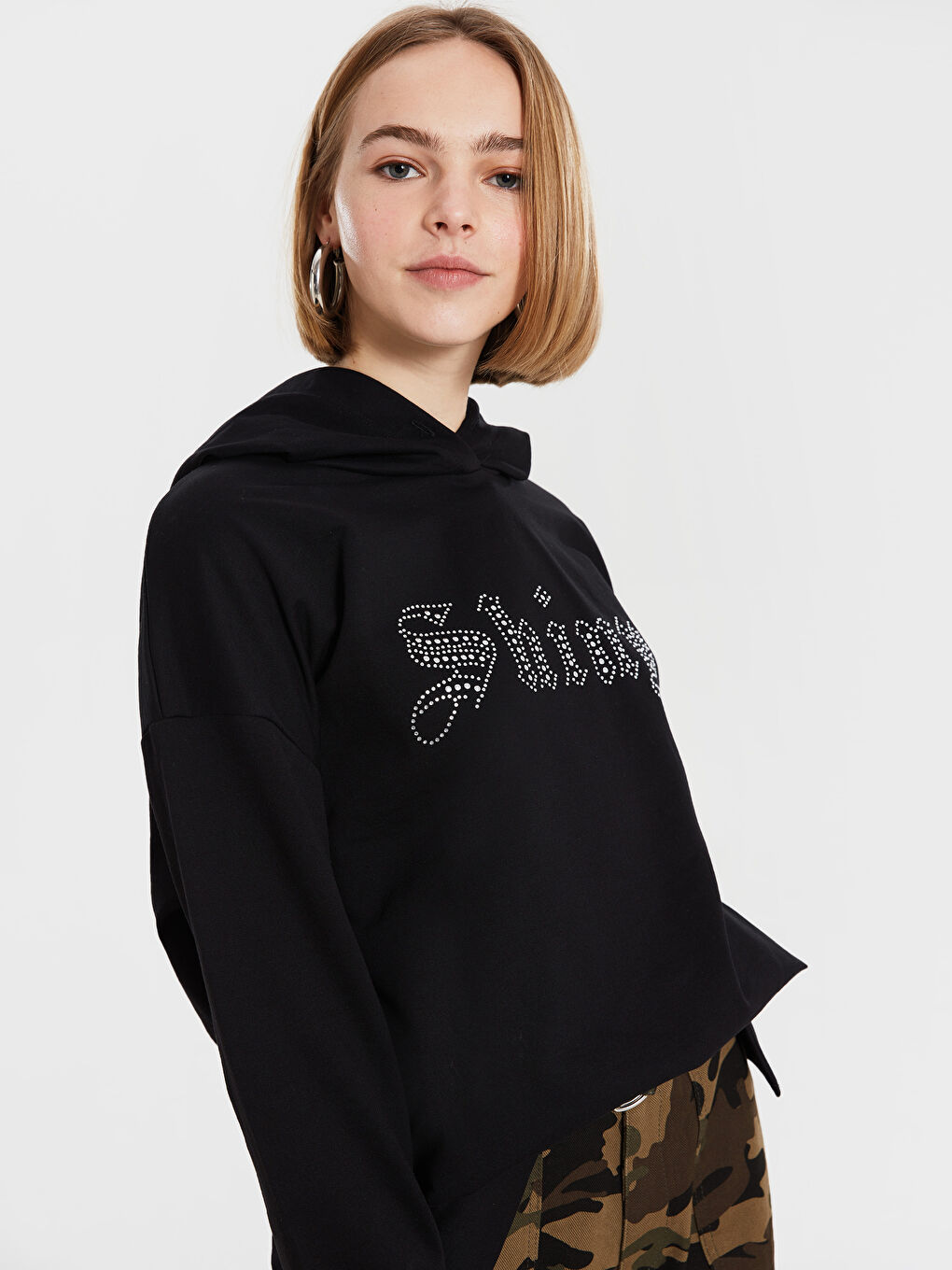 Женский свитшот с длинным рукавом и капюшоном-1