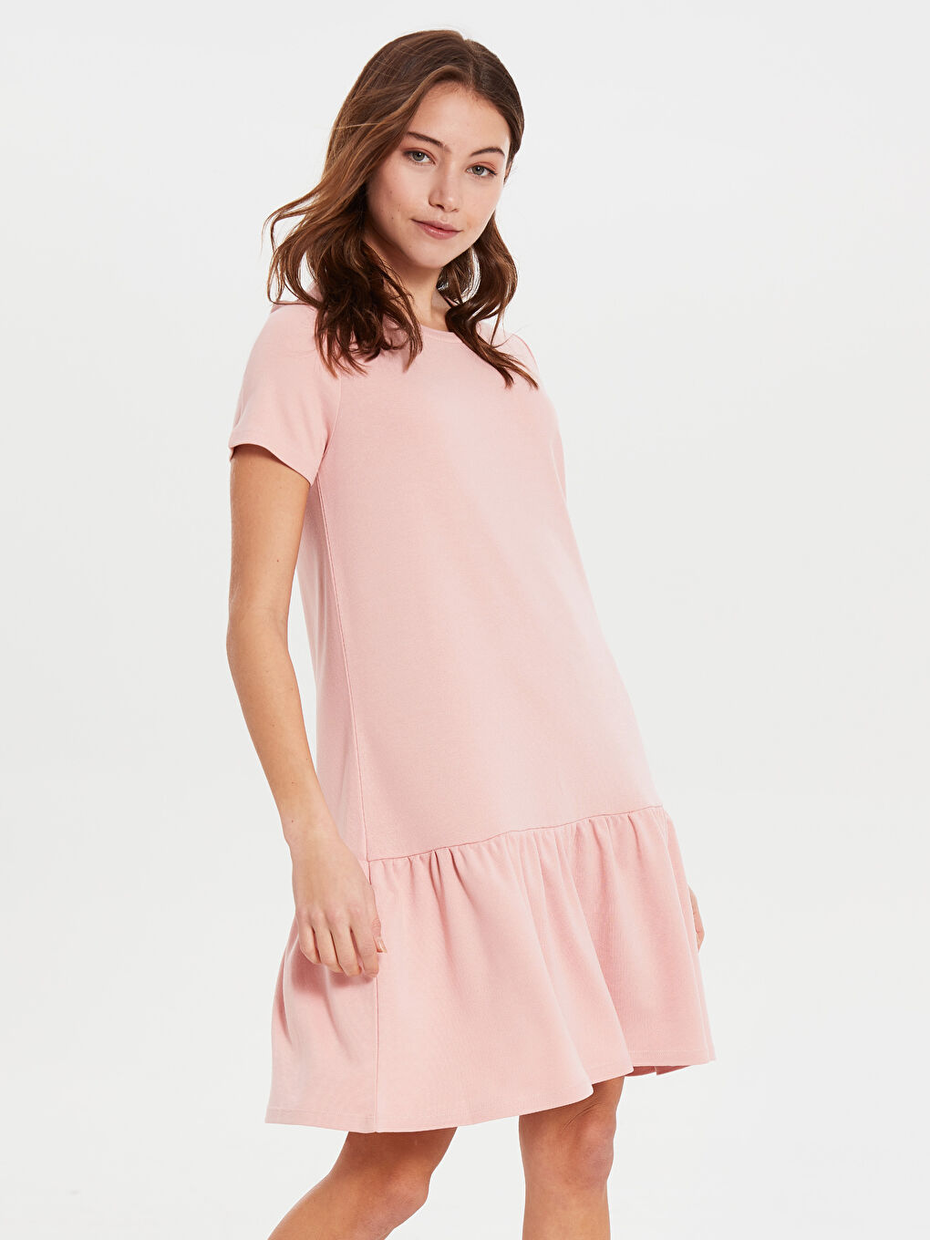 Pembe Standart Fit Kısa Kollu Kadın Elbise-2