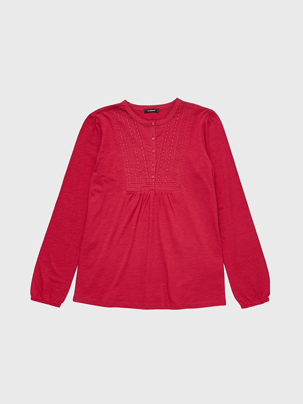 Grandad Collar Long Sleeve Women's T-Shirt-1