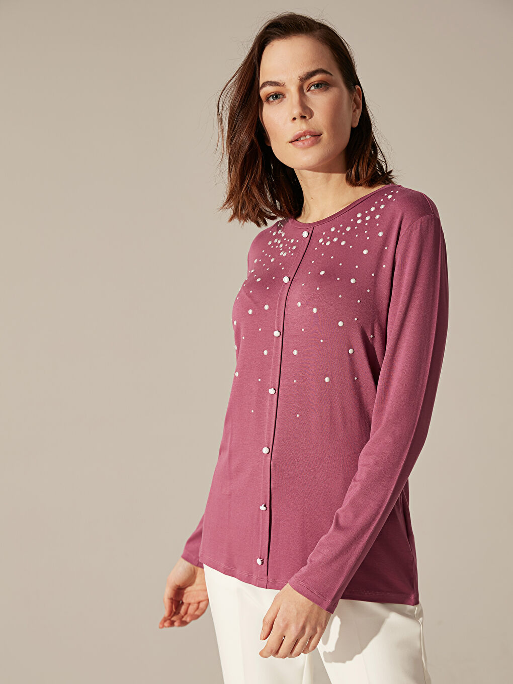 T-shirt à manches longues et col rond pour Femmes-2