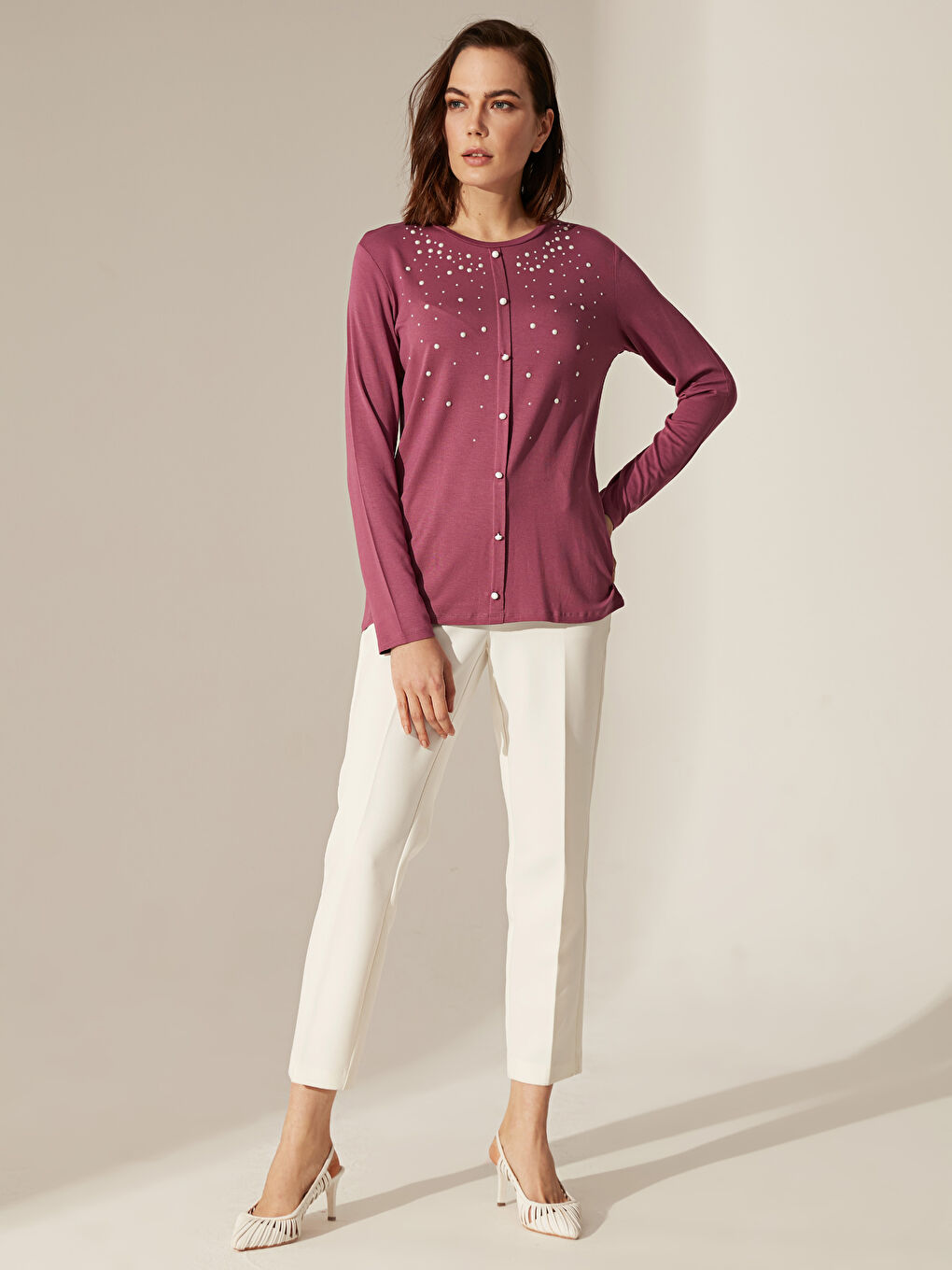 T-shirt à manches longues et col rond pour Femmes-4