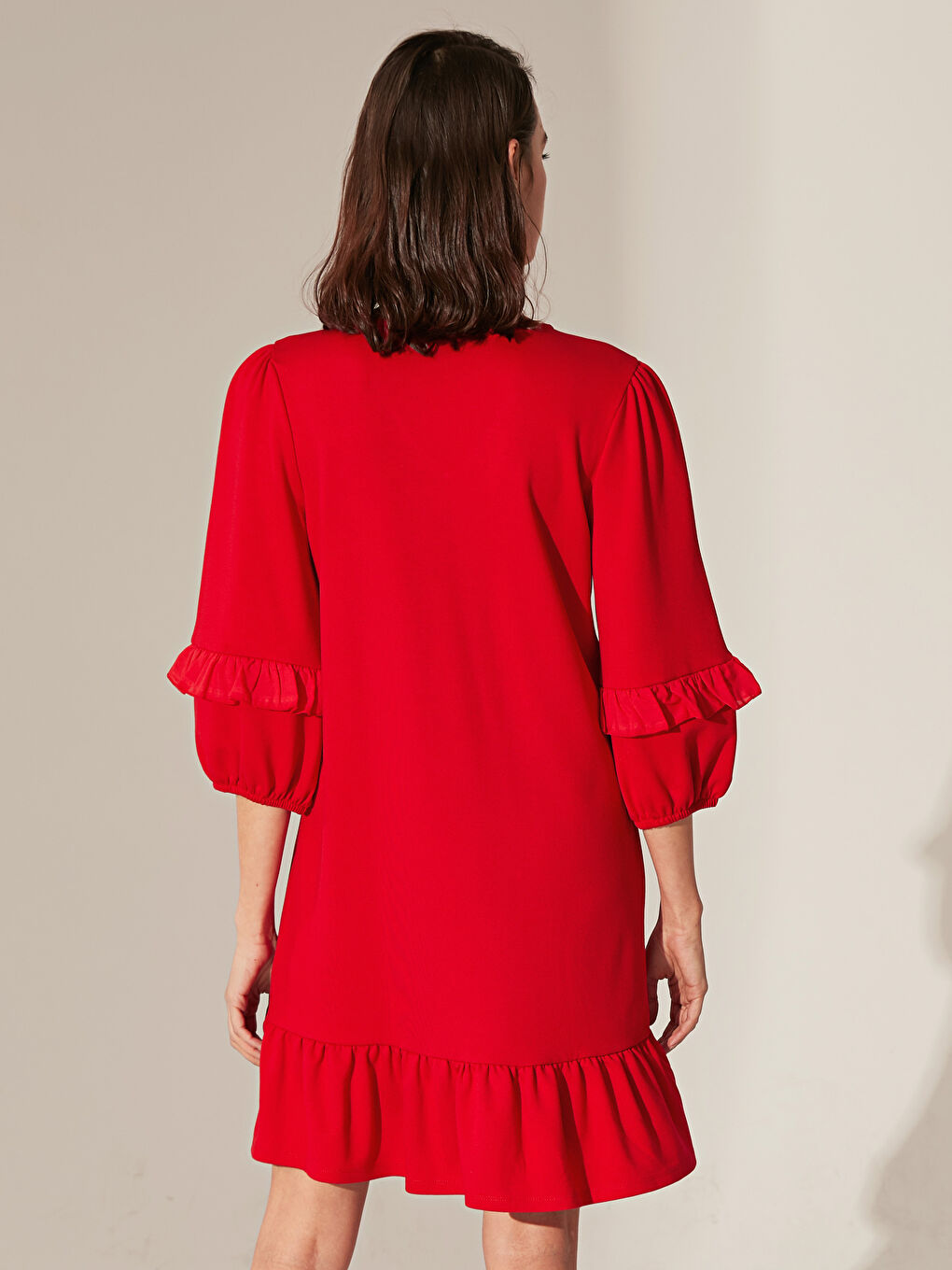 әйелдерге арналған стандартты пішім ұзын жең көйлек-2