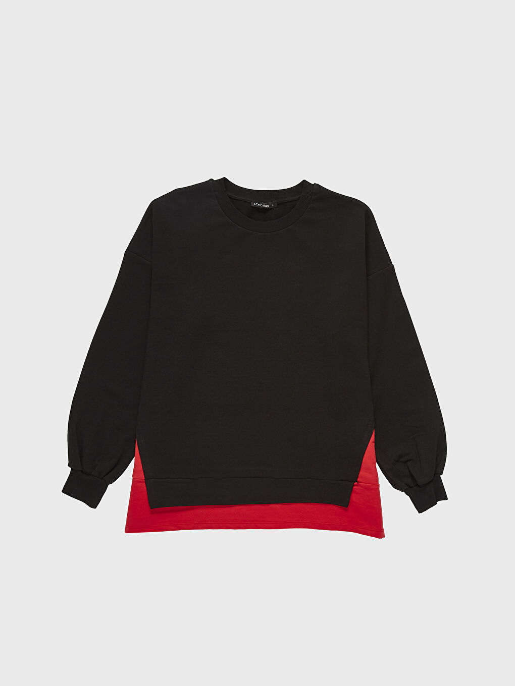 Siyah Bisiklet Yaka Uzun Kollu Kadın Sweatshirt-1