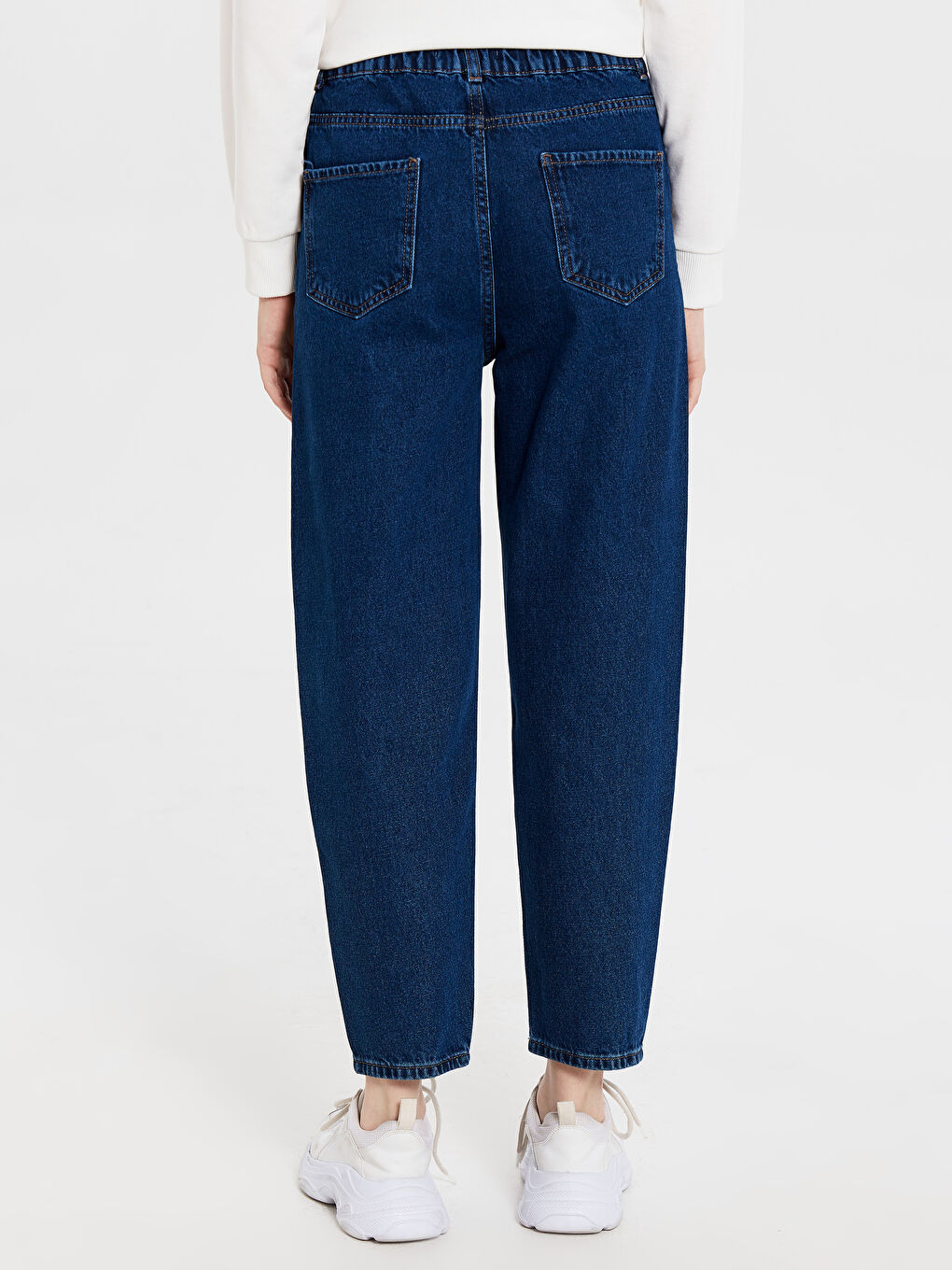 İndigo Normal Bel Rahat Kalıp Kadın Jean-3