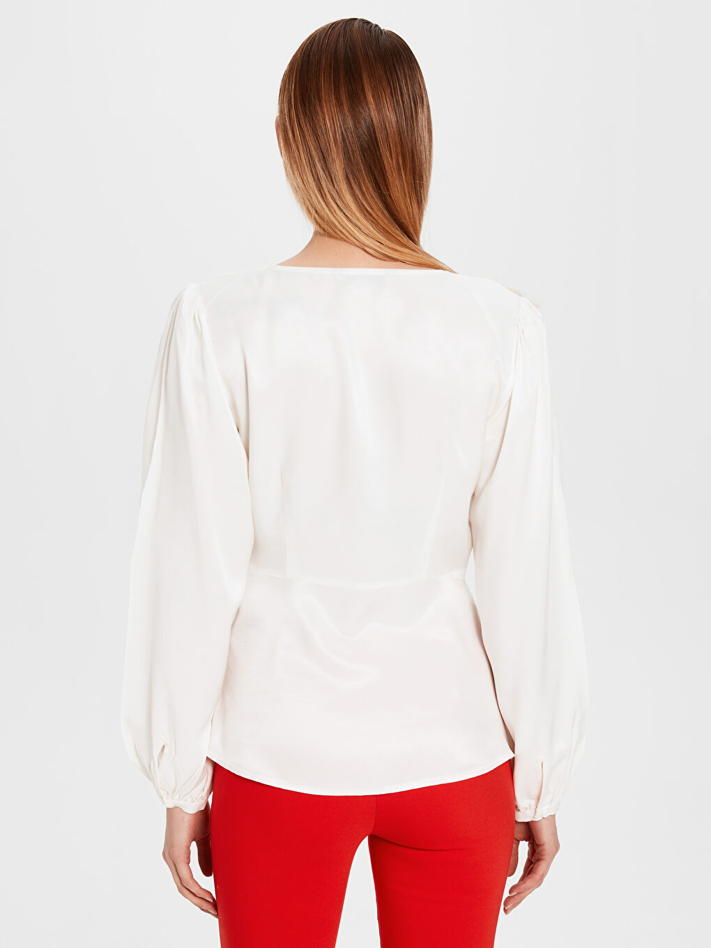 LCW Vision V-Neck Slim Fit Long Sleeve Viscose Women's Blouse -0SA516Z8-E5X